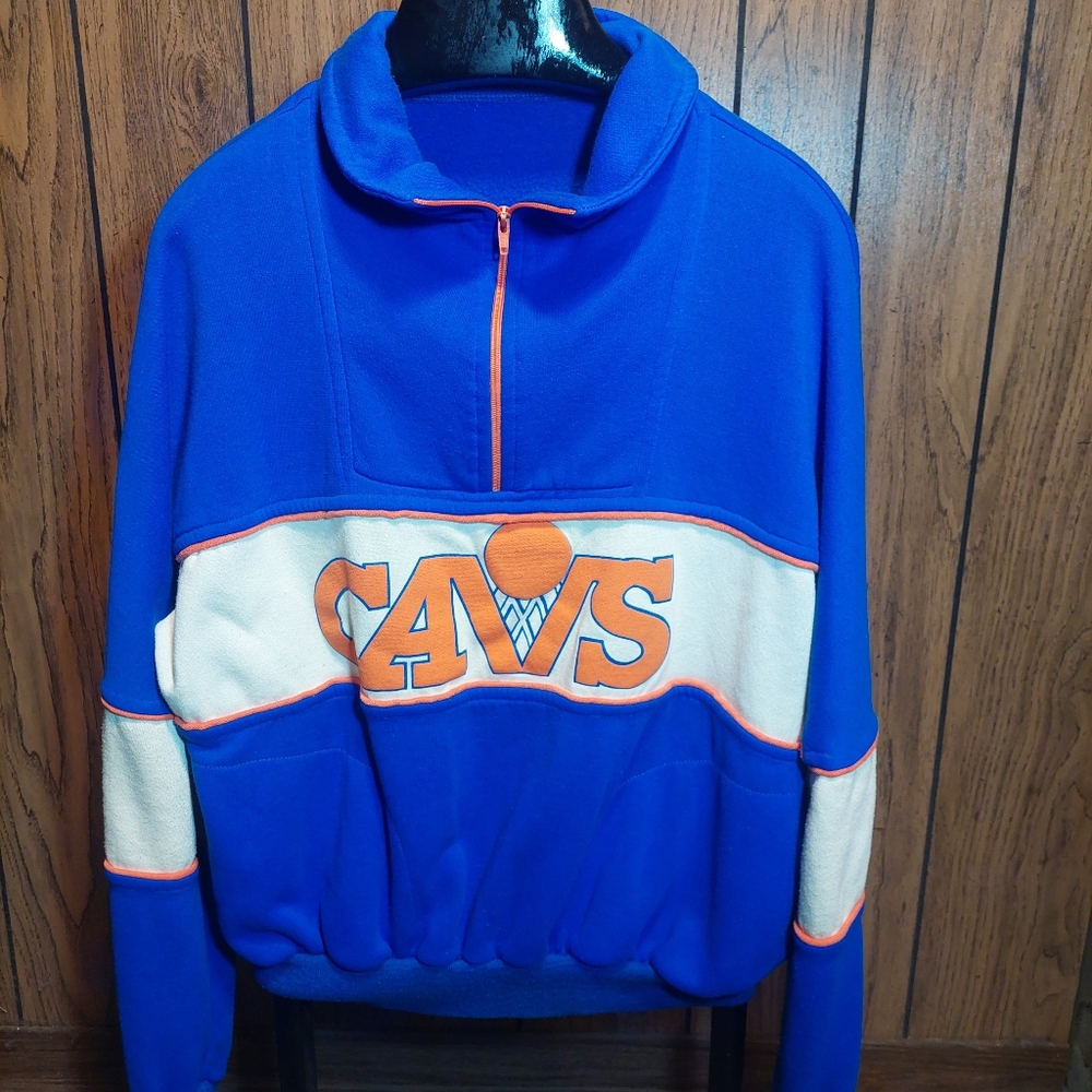 Vintage Cleveland Cavaliers 1/4 Zip Flleece Sweatshirt 80s 90s Large US Apparel